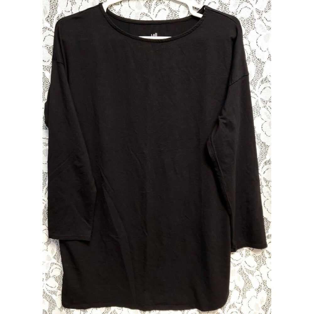 J Jill Luxe Supima Forward Seam Tunic Top Shirt Size L Black Pullover Stretch